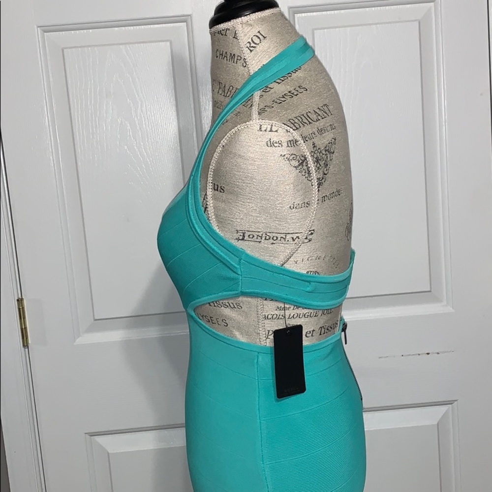Turquoise Aqua Guess Mirage Halter CutOut Dress - Picture 7 of 8